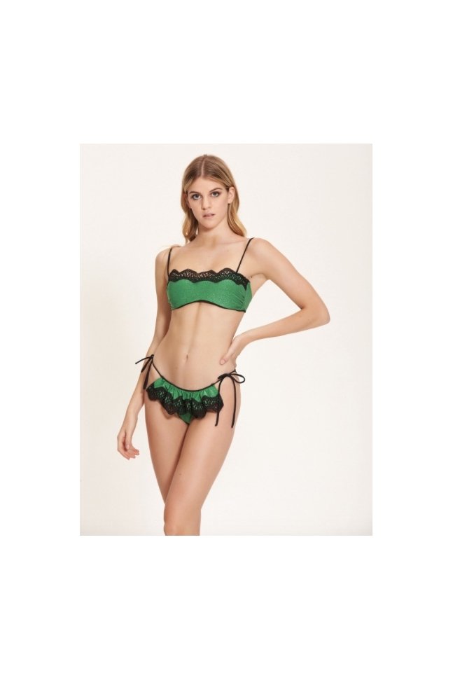 BIKINI LUREX CON ENCAJE Y MACRAMÉ