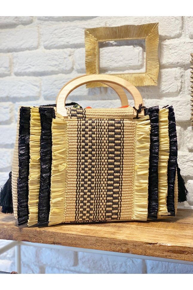BOLSO RAFIA CON ASA DE MADERA