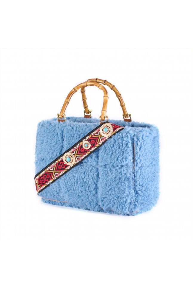 BOLSO SATCHEL CON ASA DE BAMBU