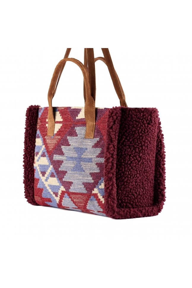 SHOPPER DE ALGODÓN CON ASA DE ANTE