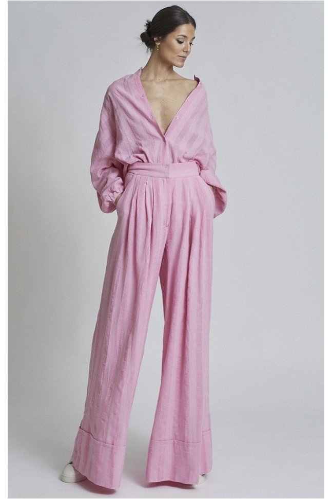 PANTALON PALAZZO ROSA RAYAS