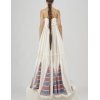 VESTIDO TIRANTES CRUDO TRIÁNGULOS BORDADOS
