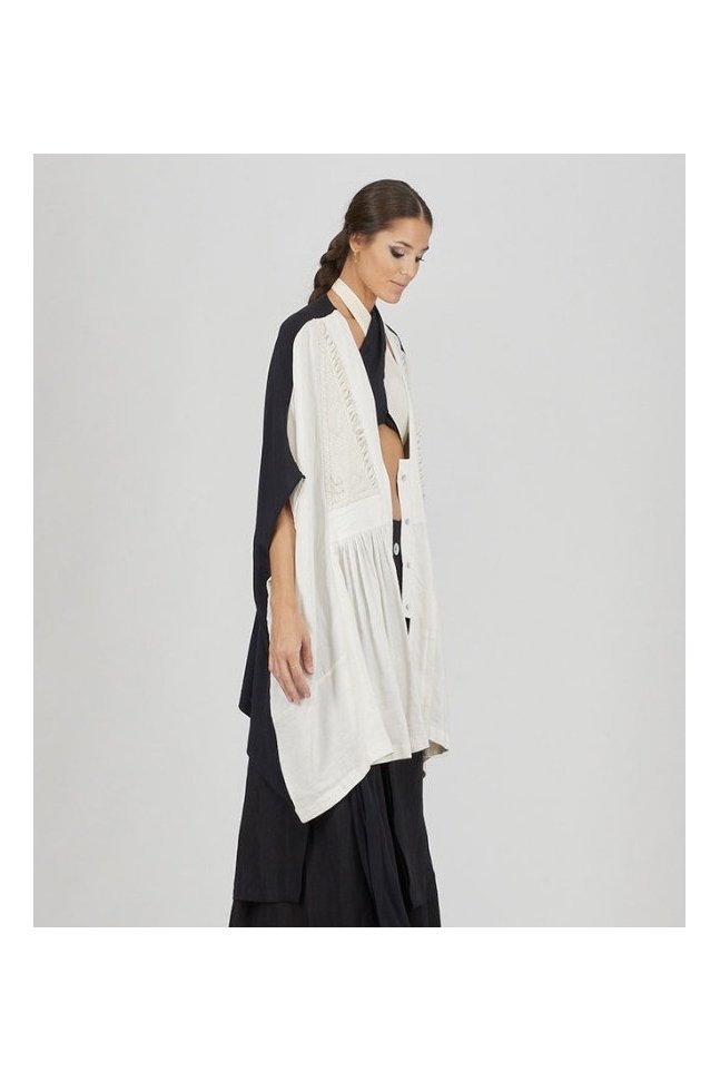 KAFTAN CORTO ABIERTO CRUDO NEGRO