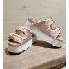 SANDALIA PLATAFORMA GLITTER Y CROCHET PINK