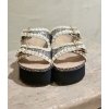 SANDALIA PLATAFORMA GLITTER Y CROCHET BLACK