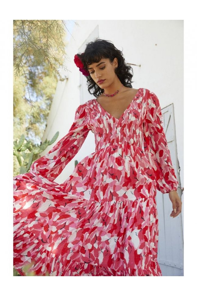 VESTIDO ESTAMPADO ESCOTE PICO